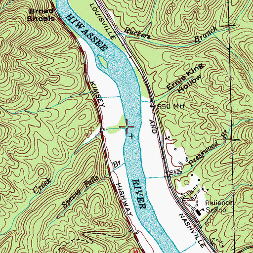 Topographic Map of Tieskee Creek, TN
