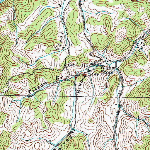 Topographic Map of Tilson Branch, TN