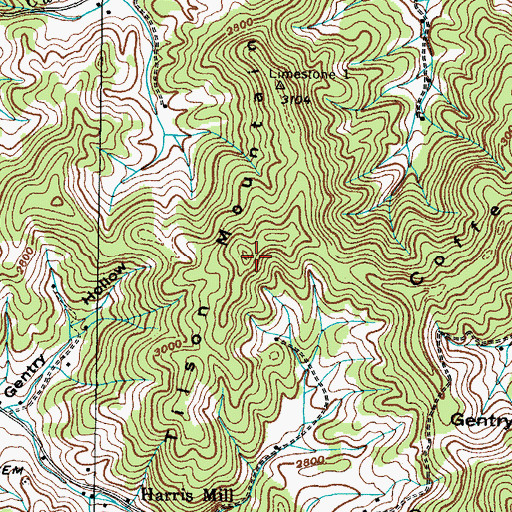Topographic Map of Tilson Mountain, TN