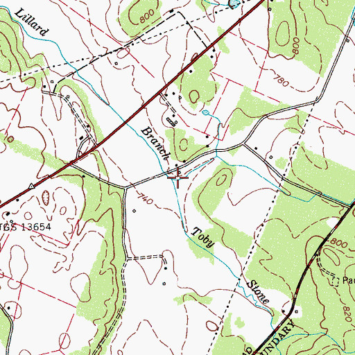 Topographic Map of Toby Stone Branch, TN