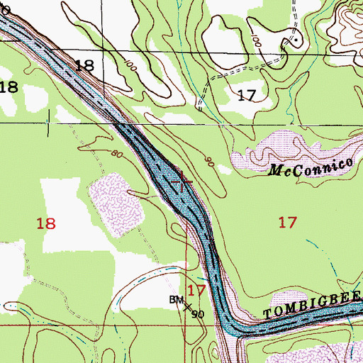 Topographic Map of Thompsons Island (historical), AL