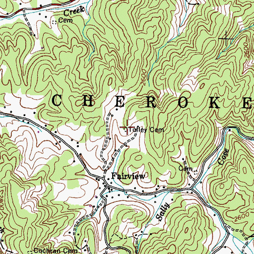 Topographic Map of Tolley Cemetery, TN