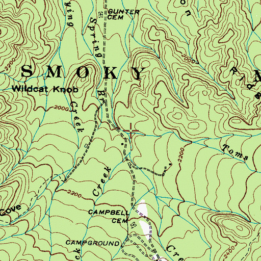 Topographic Map of Toms Creek, TN