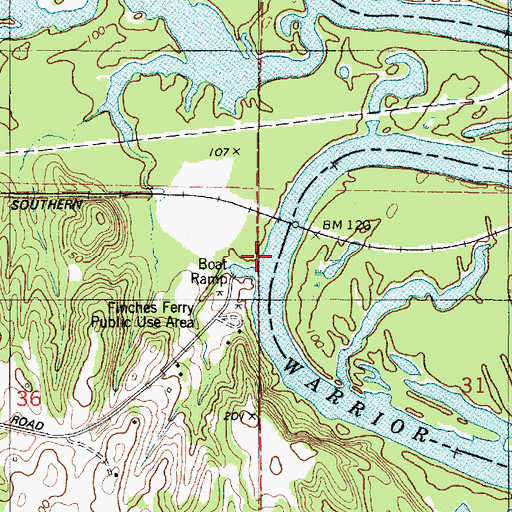 Topographic Map of Three Mile Landing (historical), AL