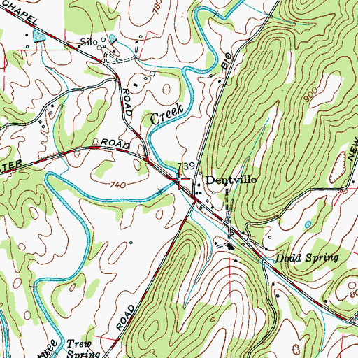 Topographic Map of Trew Branch, TN