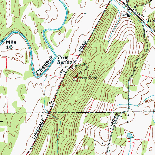 Topographic Map of Trew Cemetery, TN