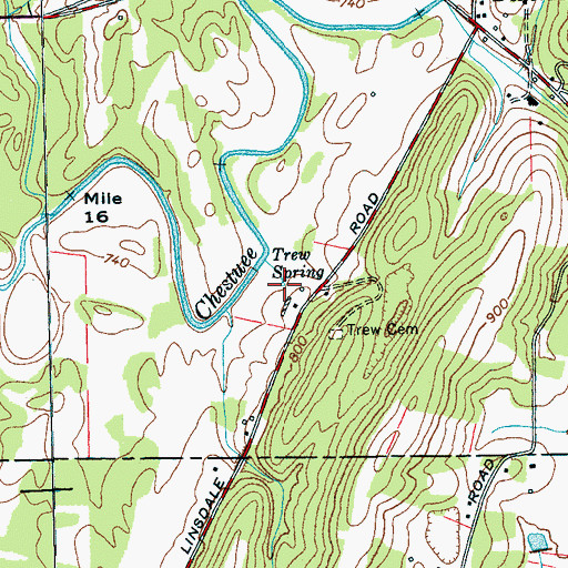 Topographic Map of Trew Spring, TN