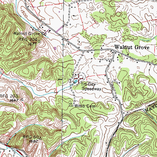 Topographic Map of Tri-City Speedway, TN