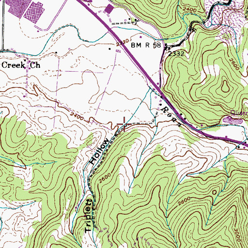 Topographic Map of Triplett Hollow, TN