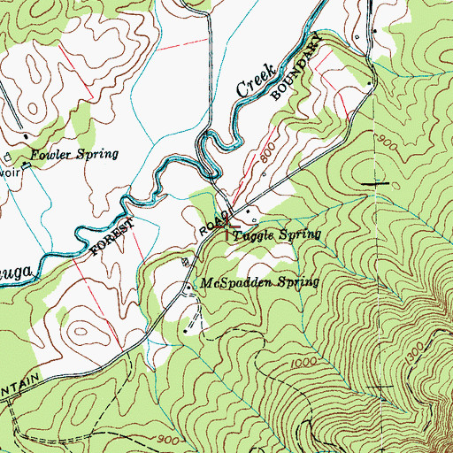 Topographic Map of Tuggle Spring, TN