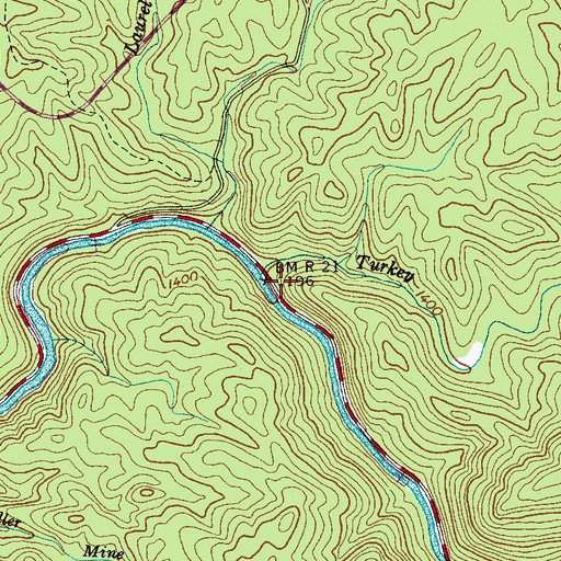 Topographic Map of Turkey Creek, TN