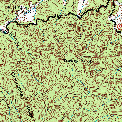 Topographic Map of Turkey Knob, TN