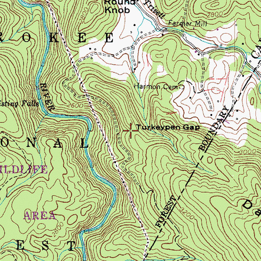 Topographic Map of Turkeypen Gap, TN