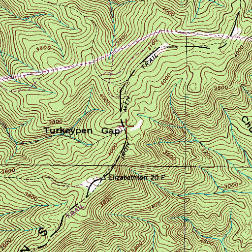 Topographic Map of Turkeypen Gap, TN