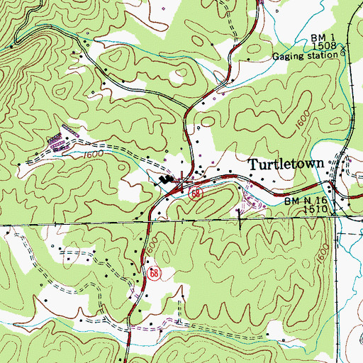 Topographic Map of Turtletown, TN