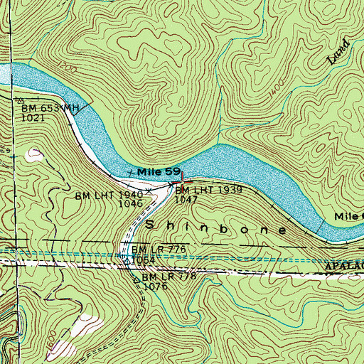 Topographic Map of Turtletown Creek, TN