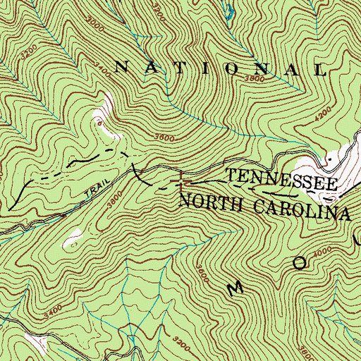 Topographic Map of Unaka Mountains, TN