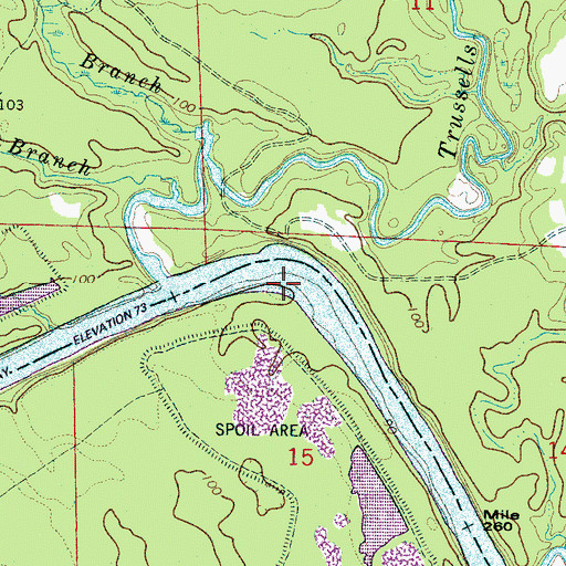 Topographic Map of Trussels Landing, AL
