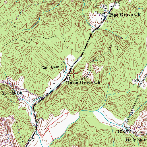 Topographic Map of Union Grove Church, TN