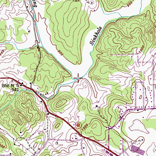 Topographic Map of Upper Prong Sinkhole Creek, TN