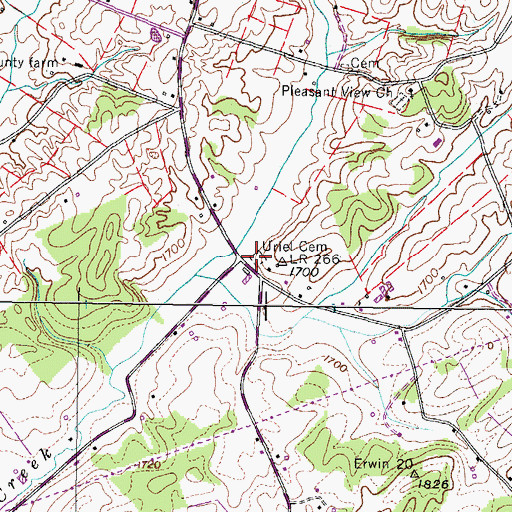 Topographic Map of Uriel Cemetery, TN