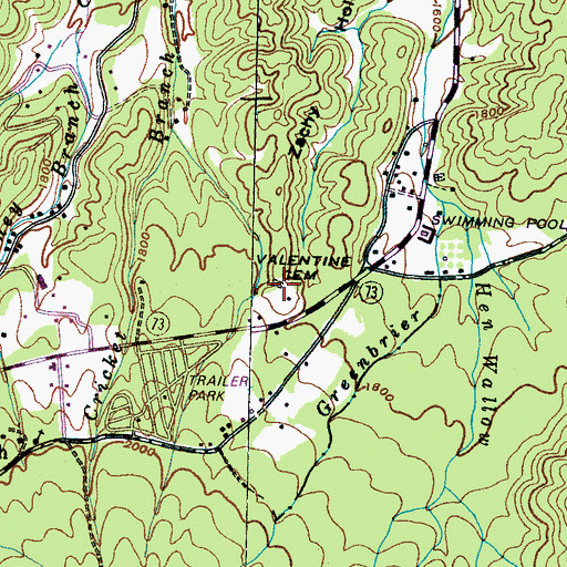 Topographic Map of Valentine Cemetery, TN