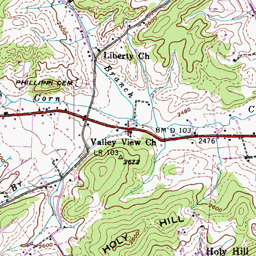 Topographic Map of Valley View Church, TN