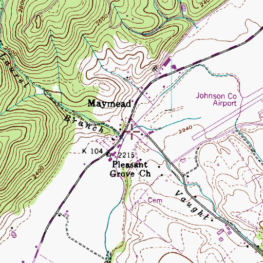 Topographic Map of Vaught Creek, TN