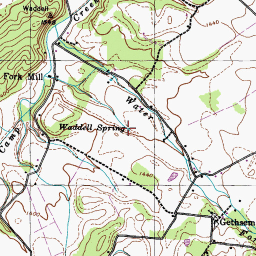 Topographic Map of Waddell Spring, TN