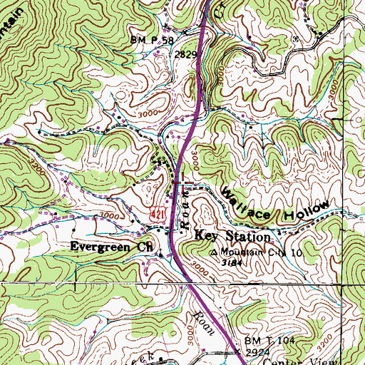 Topographic Map of Wallace Hollow, TN
