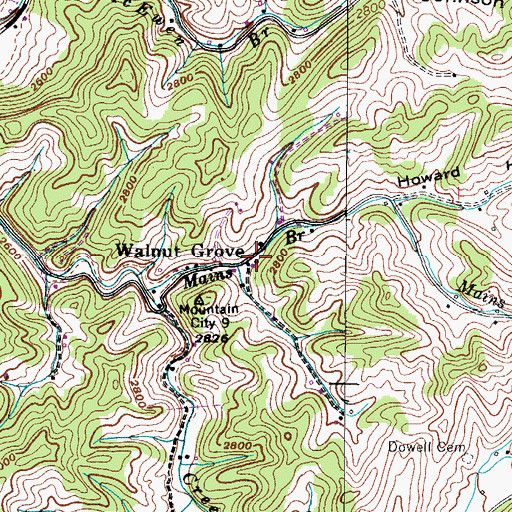 Topographic Map of Walnut Grove, TN
