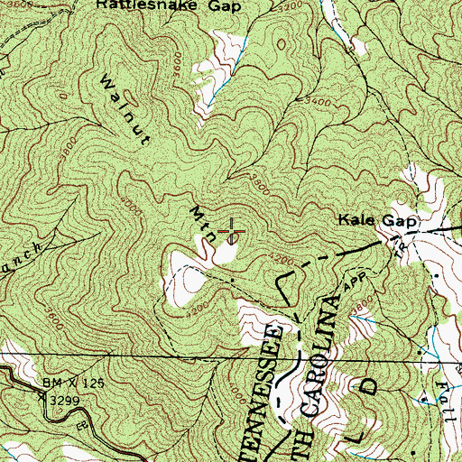 Topographic Map of Walnut Mountain, TN