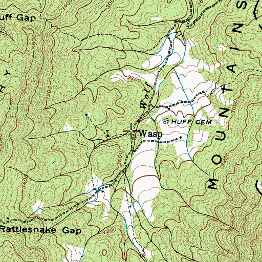 Topographic Map of Wasp, TN