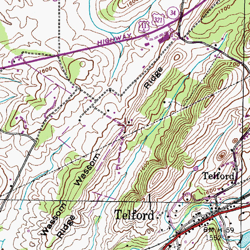 Topographic Map of Wassom Ridge, TN