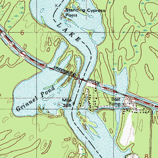 Topographic Map of Underwood Bridge, AL