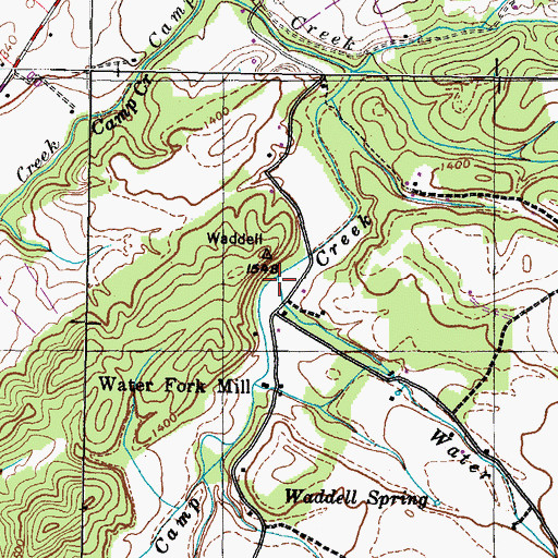 Topographic Map of Water Fork, TN