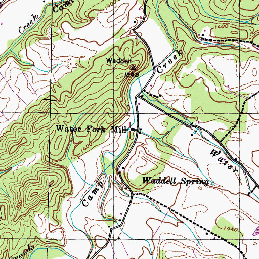 Topographic Map of Water Fork Mill, TN