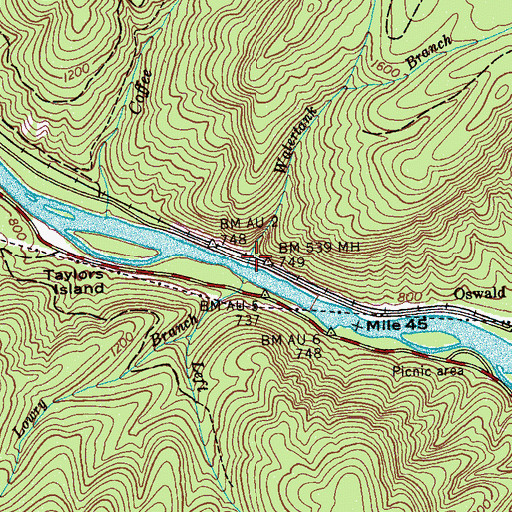 Topographic Map of Watertank Branch, TN