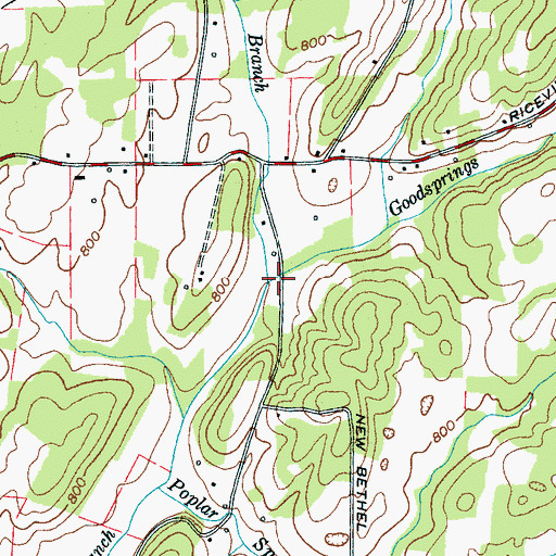 Topographic Map of Watson Branch, TN