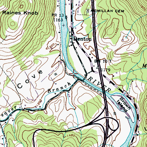 Topographic Map of Weaver Branch, TN