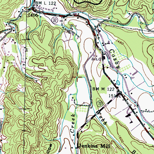 Topographic Map of Webb Branch, TN