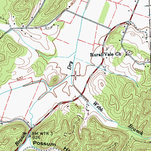 Topographic Map of Webb Branch, TN