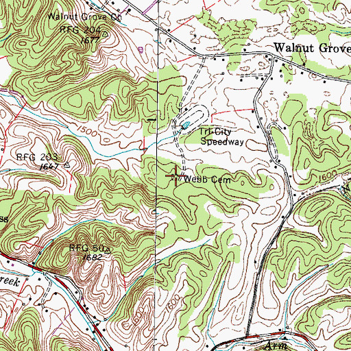 Topographic Map of Webb Cemetery, TN