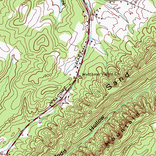 Topographic Map of Welcome Valley Baptist Church, TN