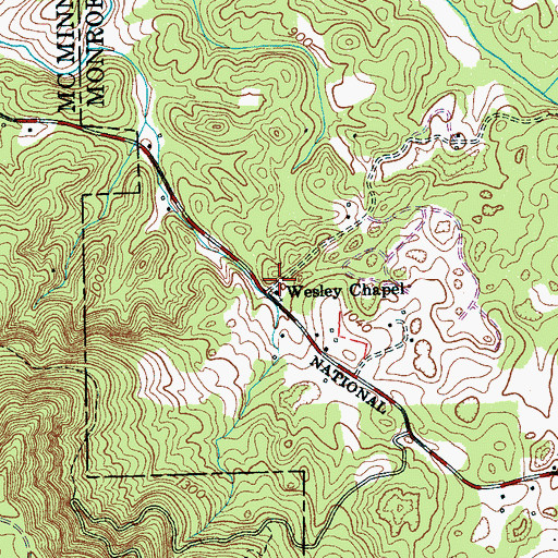 Topographic Map of Wesley Chapel, TN