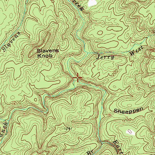 Topographic Map of West Branch Bear Creek, TN