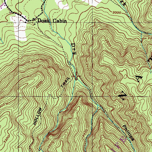 Topographic Map of West Fork Dry Creek, TN