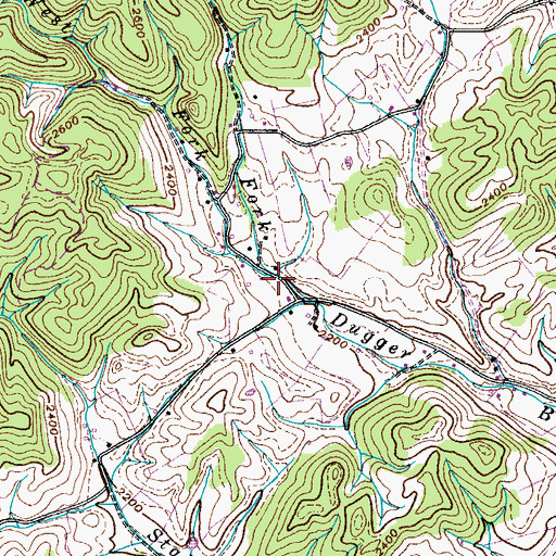 Topographic Map of West Fork Dugger Branch, TN