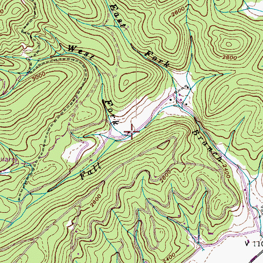 Topographic Map of West Fork Fall Branch, TN