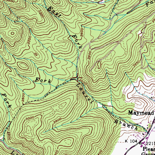 Topographic Map of West Fork Laurel Branch, TN